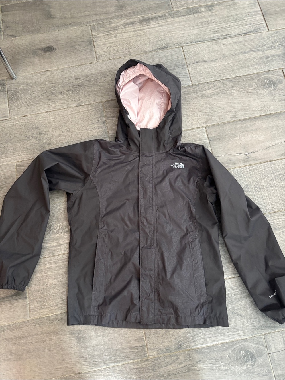 The North Face Black Kids' Raincoat with Pink Hood Lining